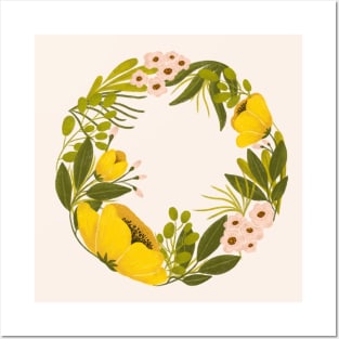 Joyous Floral Wreath Posters and Art